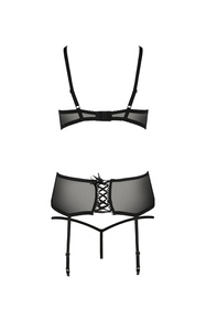 Casmir Aurelia set Nocna komplet półbiustonosz + stringi + pas do pończoch, black