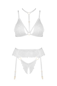 Beauty Night Noemi set BN6724 Нічна комплект: бюстгальтер + стрінги + пояс для панчіх, білий