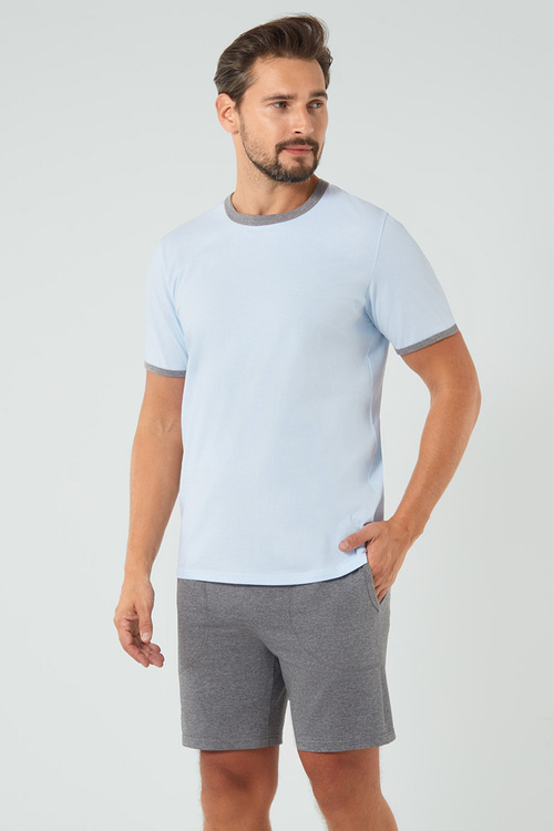 Italian Fashion Nikodem kr.r. kr.sp. Nocna piżama, niebieski/śr.melanż
