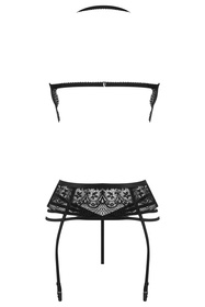 Beauty Night Lace Temptation BN6746 Нічна комплект: бюстгальтер + стрінги + пояс для панчіх, чорний