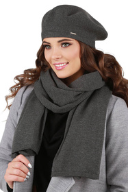 Vivisence 7005Kmpl Komplet beret+szalik, ciemnoszary