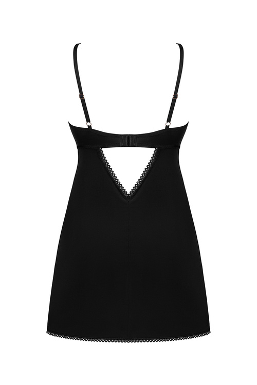 Obsessive Rosenty chemise Nocna komplet koszulka + stringi, czarny