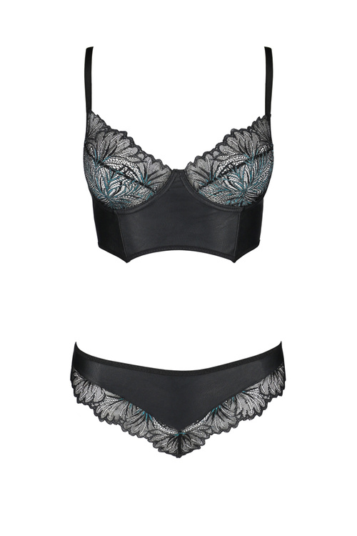 Passion Astrida bikini Nocna komplet biustonosz + stringi, black