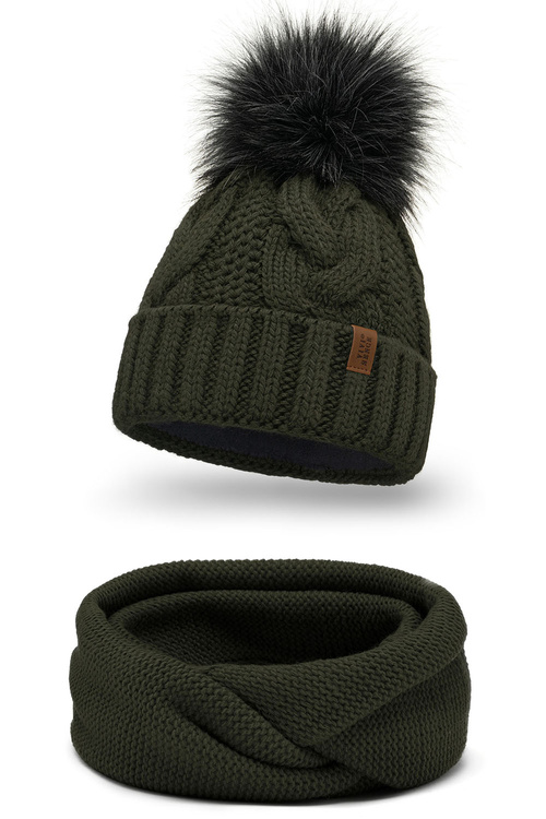 Vivisence 7014Kmpl Komplet czapka+komin, zielony
