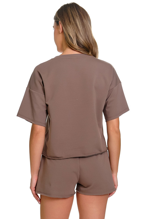 Doctor Nap SET.7450 Nocna komplet top + szorty, mocha mousse