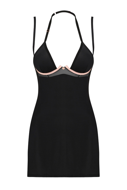 Obsessive Selinne chemise Nocna komplet koszulka + stringi, czarny