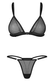 Obsessive Wet Me 2-pcs set Nocna komplet top + stringi, black