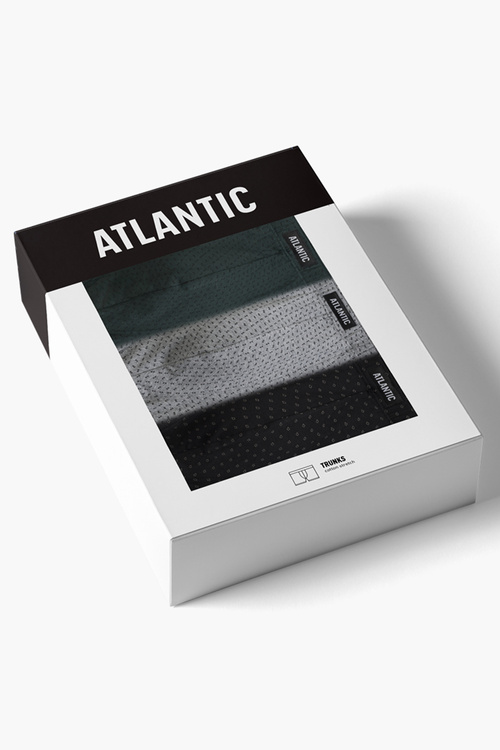 Atlantic 3MH-197 3-pak Majtki bokserki, szmaragdowy/czarny/szary