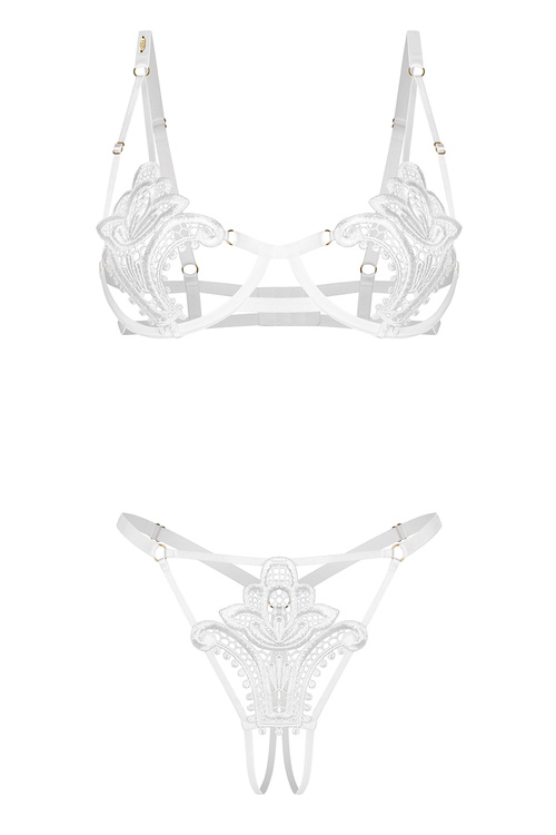 Obsessive Luise Sublim 2-pcs set Нічна комплект: бюстгальтер + стрінги, білий