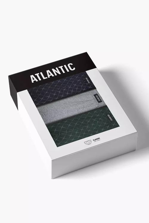 Atlantic 3MP-205 3-pack Majtki slipy, granat/szary/ciemnozielony