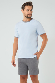 Italian Fashion Nikodem kr.r. kr.sp. Nocna piżama, niebieski/śr.melanż