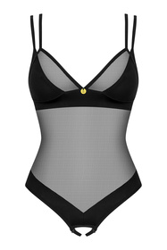 Obsessive Nesari crotchless teddy Body sexy, czarny