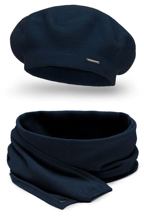 Vivisence 7005Kmpl Komplet beret+szalik, granatowy