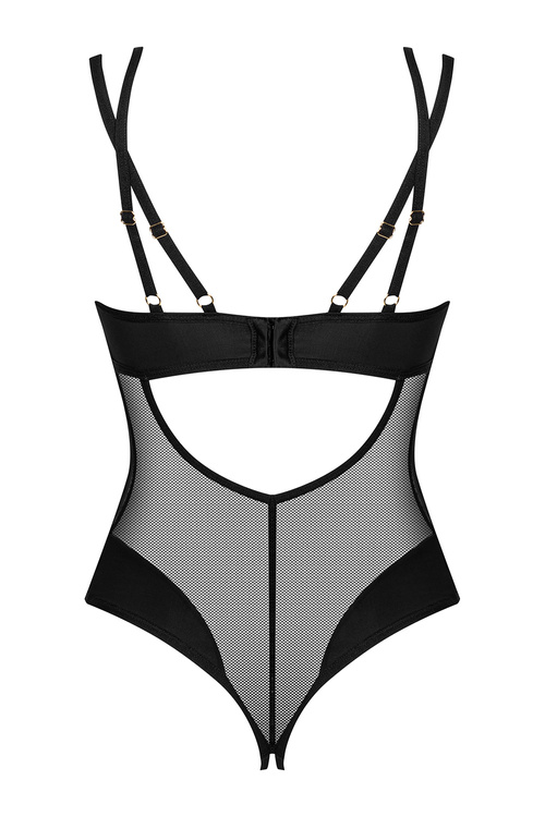 Obsessive Nesari crotchless teddy Body sexy, czarny
