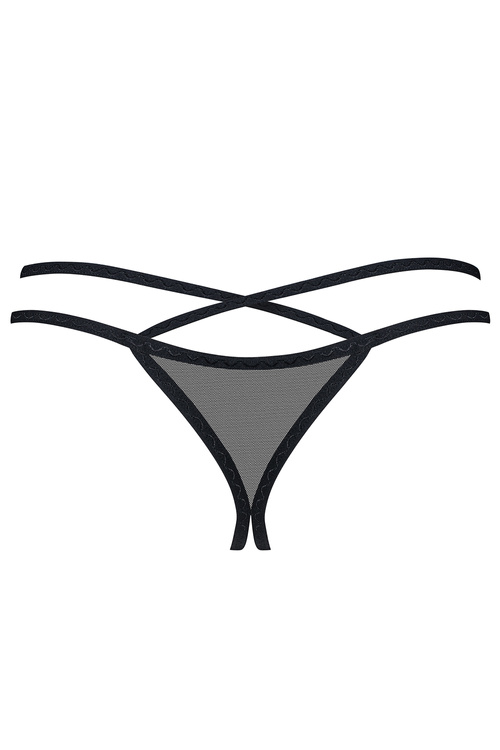Obsessive Vila Blanes crotchless thong Трусики стрінги з відкритою передньою частиною, чорний