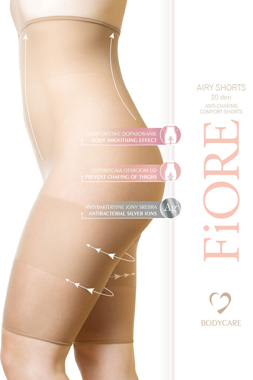 Fiore Airy Shorts 20 DEN bermudy przeciw otarciom Wyrób pończoszniczy bermudy, nude