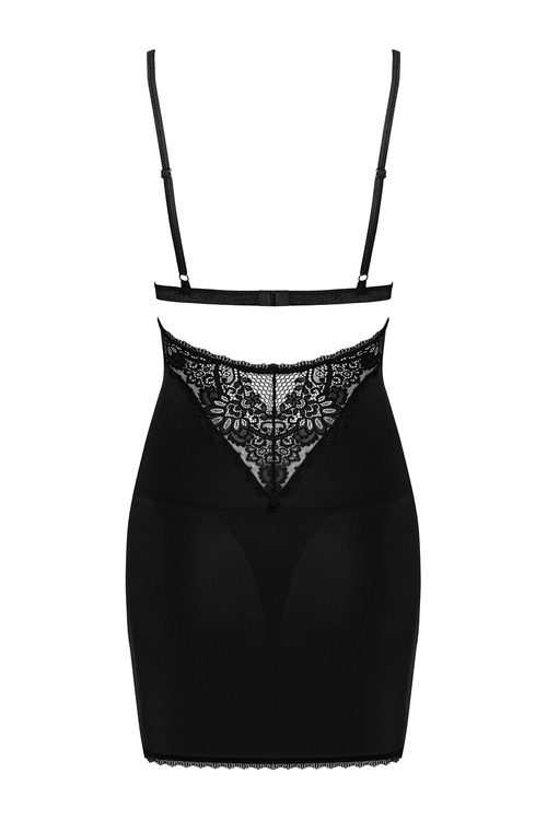 Obsessive Maderris chemise Nocna komplet koszulka + stringi, czarny