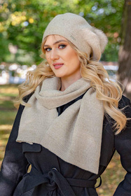 Vivisence 7035Kmpl Komplet beret+szalik, beżowy