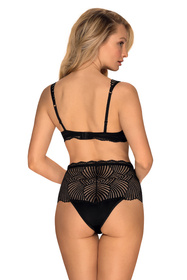 Obsessive Klarita 2-pcs set Nocna komplet biustonosz + figi, czarny