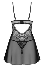 Exquisite Perisia babydoll & thong Nocna komplet koszulka + stringi, black
