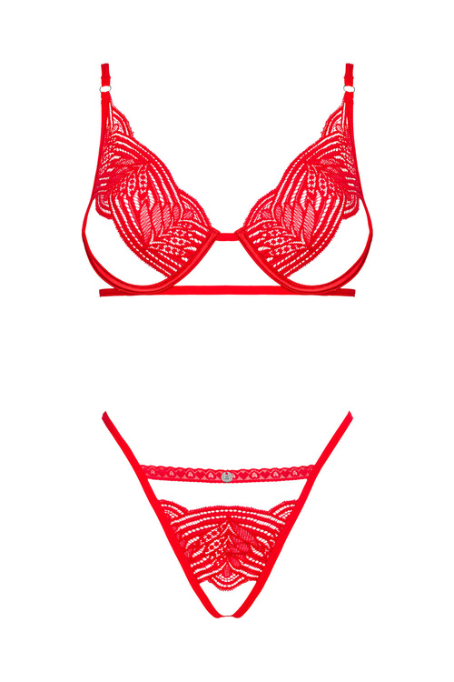 Obsessive Mellania set Nocna komplet biustonosz + figi, czerwony
