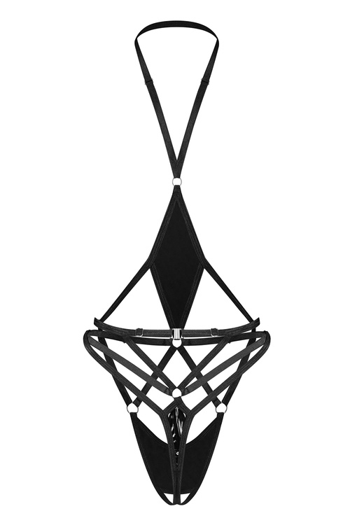 Obsessive Keira Lise crotchless teddy Body sexy, czarny