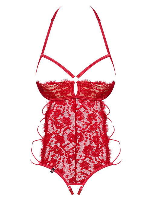 Obsessive Rediosa Teddy Body sexy, czerwony