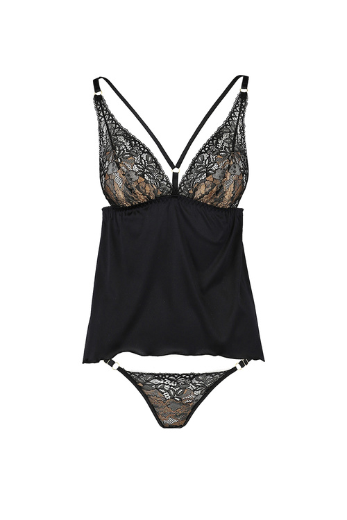 Casmir Divine chemise Nocna komplet koszulka + stringi, black