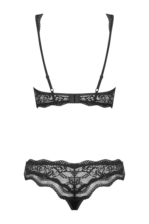 Obsessive Luvae set Nocna komplet biustonosz + stringi, czarny