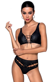 Passion Francesca bikini Nocna komplet biustonosz + stringi, black