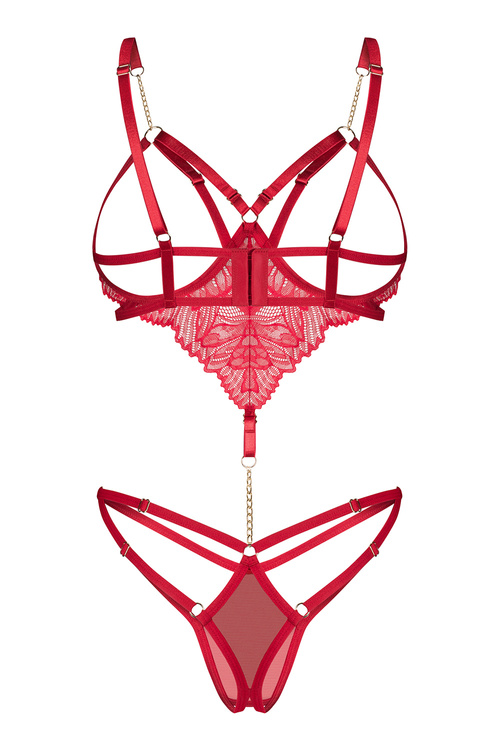 Obsessive Matildea crotchless teddy Body sexy, czerwony