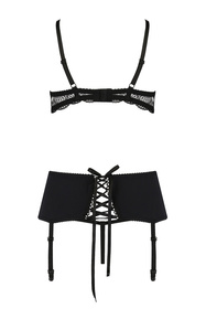 Casmir Alina set Nocna komplet półbiustonosz + stringi + pas do pończoch, black