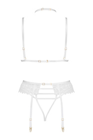 Beauty Night Noemi set BN6724 Нічна комплект: бюстгальтер + стрінги + пояс для панчіх, білий