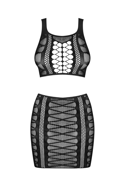 Obsessive K102 top & skirt Nocna komplet top + spódnica, czarny