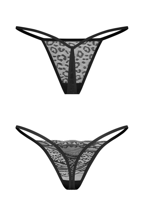 Obsessive Clara 2-pack thong Majtki stringi, czarny