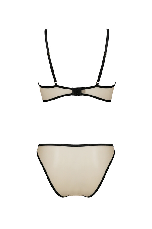 Passion Lorina set Nocna komplet biustonosz + stringi, beige