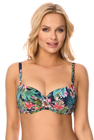 Vivisence 3222 Kostium kąpielowy biustonosz push-up, kwiaty granat