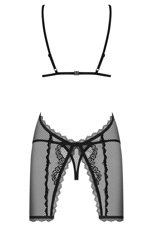 Obsessive Millagro chemise Nocna komplet koszulka + stringi, czarny