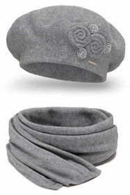 Vivisence 7037Kmpl Komplet beret+szalik, jasnoszary