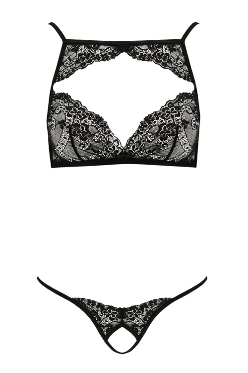 Passion Veronique set Nocna komplet biustonosz + stringi, black