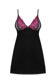 Obsessive Rosenty chemise Nocna komplet koszulka + stringi, czarny