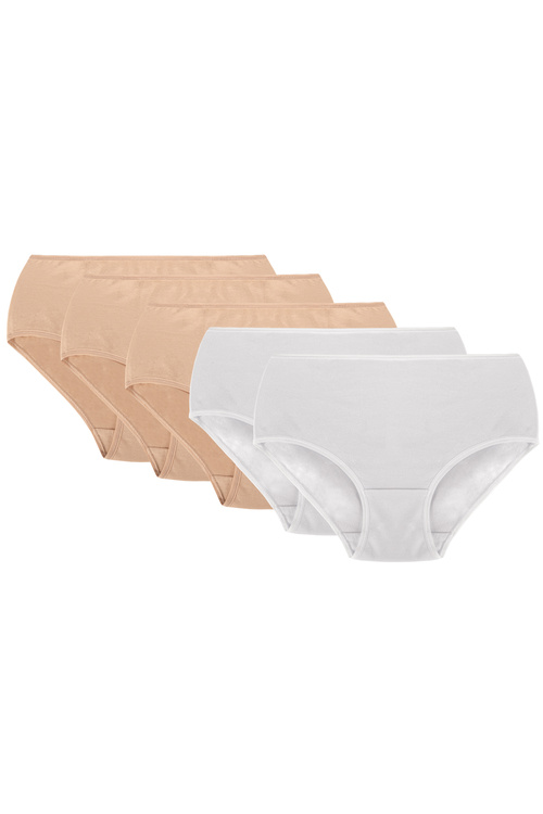 Vivisence 4001 5-pack Majtki figi, beżowy/beżowy/beżowy/biały/biały