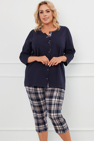 Italian Fashion Dona r.3/4 sp.3/4 Nocna piżama, granat/druk