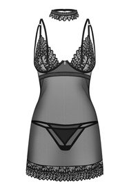 Obsessive Donarella chemise Nocna komplet koszulka + stringi, black