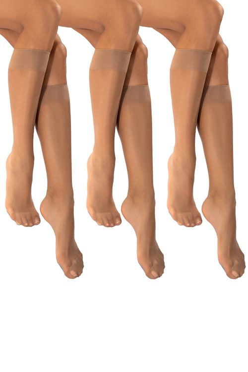 Vivisence 8400 3-pack Classic 20 DEN Wyrób pończoszniczy podkolanówki, daino