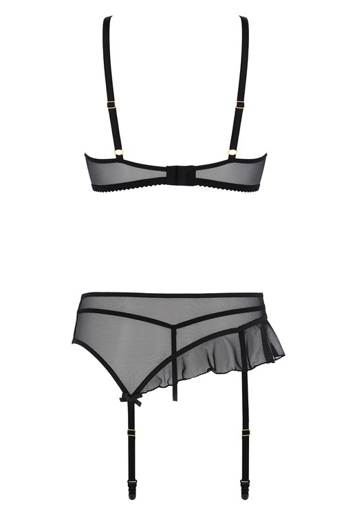 Casmir Kitasana set Nocna komplet biustonosz + stringi + pas do pończoch, black