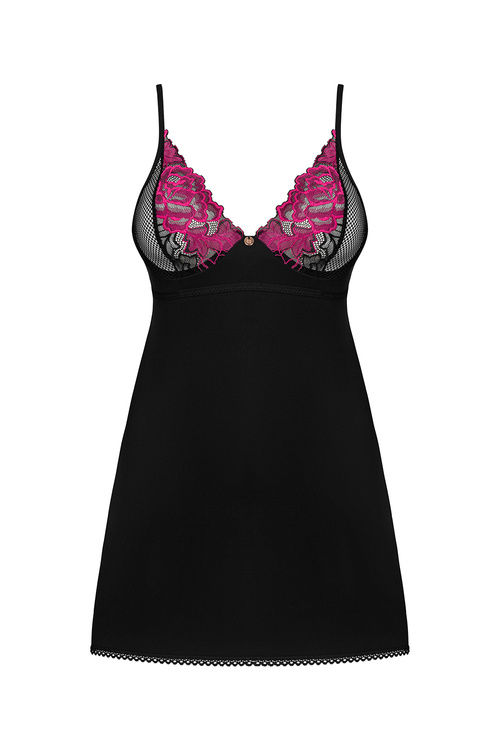 Obsessive Rosenty chemise Nocna komplet koszulka + stringi, czarny