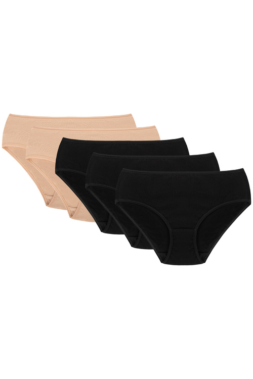 Vivisence 4002 5-pack Majtki figi, beżowy/beżowy/czarny/czarny/czarny