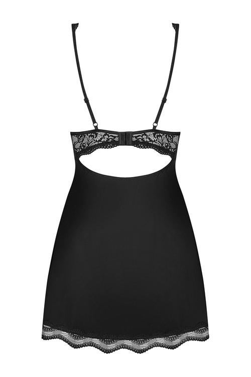 Obsessive Luvae babydoll Nocna komplet koszulka + stringi, czarny