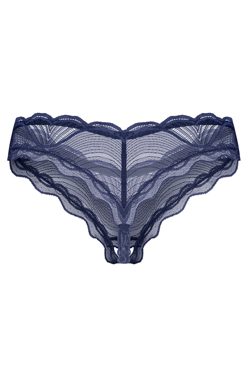 Obsessive Nightly Blue crotchless thong Majtki stringi otwarte, navy blue